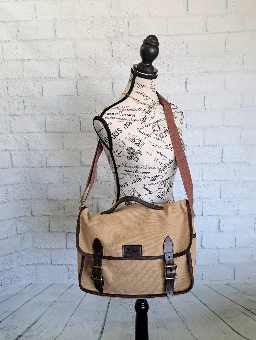 XL Woolrich Canvas & Leather Messenger Bag